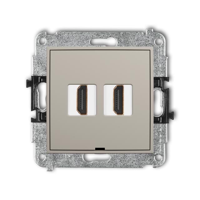 MINI Gniazdo podwójne HDMI 2.1, 8K, bez pola opisowego taupe 60MHDMIBO-6 KARLIK