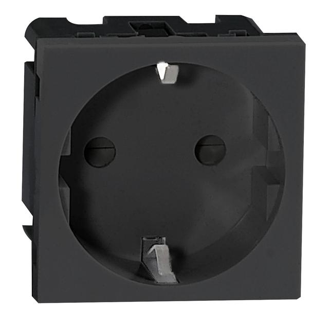 NOEN GS, gniazdo modułowe 45x45mm 1x2P+Z, typ F schuko, 16A 250V, czarne OR-GM-9010/B/GS ORNO