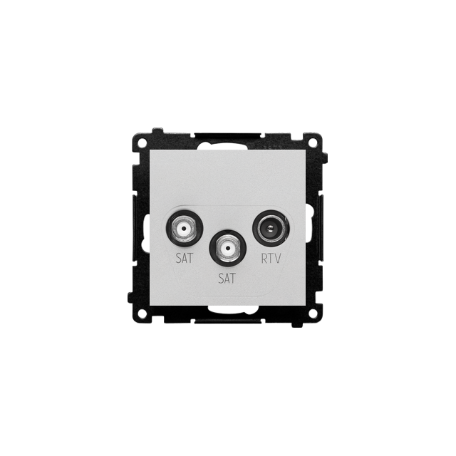Simon 55 Gniazdo antenowe satelitarne podwójne SAT-SAT-RTV 2x Wejście: 5 MHz÷2,4 GHz Aluminium mat TASK2.01/143 KONTAKT