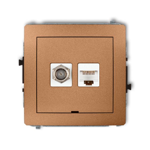 DECO Mechanizm gniazda antenowego poj. typu F (SAT) + gniazda komp. poj. 1xRJ45, kat. 5e, 8-stykowy,