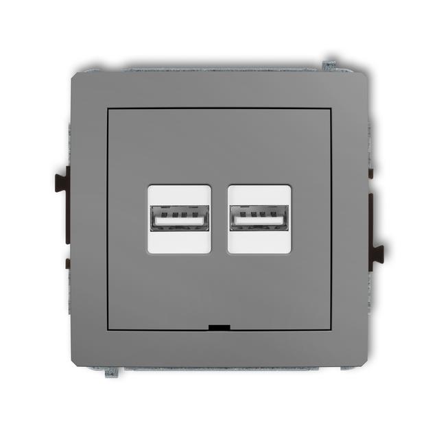 DECO Mechanizm ładowarki USB podwójnej 2xUSB A, 15,5W max., 5V, 3.1A, bez pola opisowego szary mat
