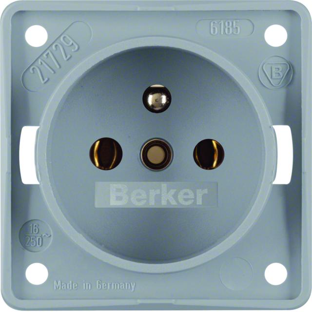 BERKER Integro Flow Gniazdo z uziemieniem szary 961852506 HAGER
