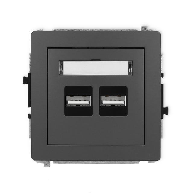 DECO Mechanizm ładowarki USB podwójnej 2xUSB A, 15,5W max., 5V, 3.1A grafitowy mat