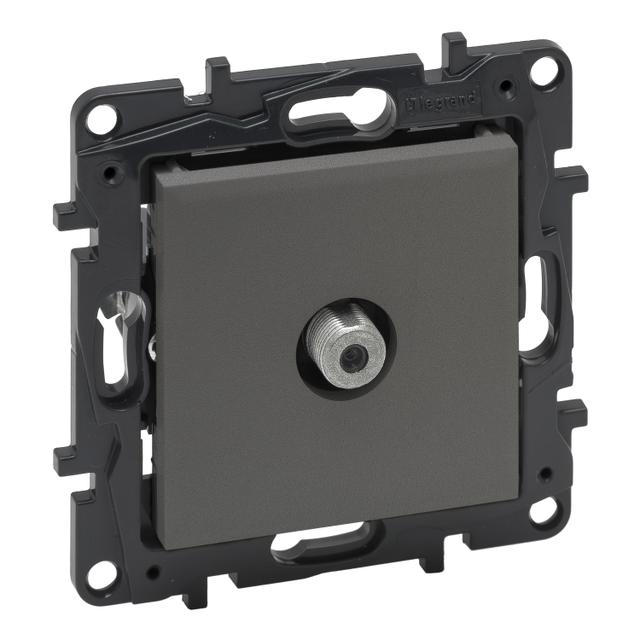 Niloe Step - gniazdo TV typu  F  końcowe do instalacji typu gwiazda, 1,5 dB- kolor stalowy, Legrand