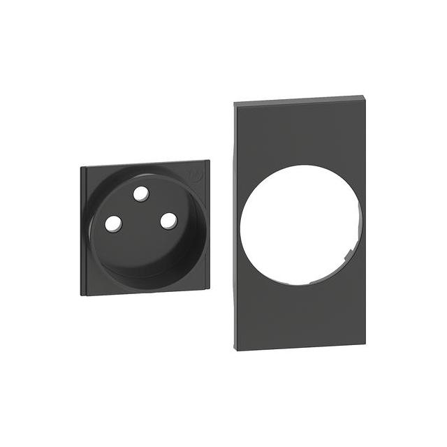 LIVING NOW - PLAKIETKA GNIAZDA 2P+Z - 2 MODUŁY - CZERŃ, Bticino