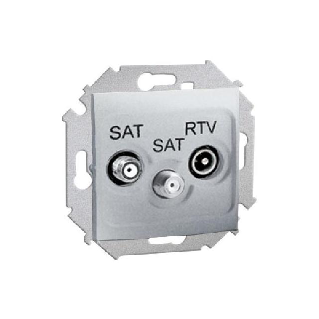 Simon 15 Gniazdo antenowe SAT-SAT-RTV końcowe aluminium (met.) 1591038-026 KONTAKT