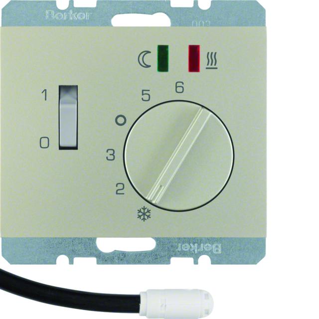 BERKER K.5 Regulator temperatury podłogi z stykiem zwiernym elementem centralnym LED stal szlachetna