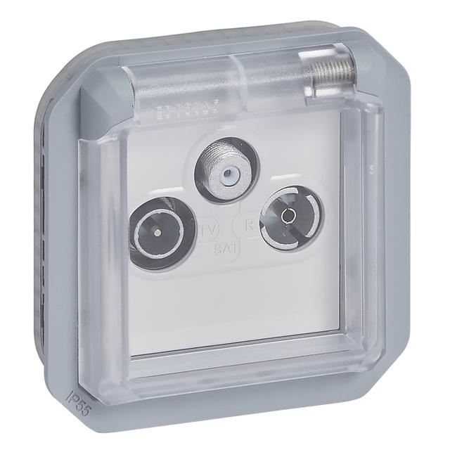 NOWE PLEXO - GNIAZDO TELEWIZYJNE TV - R - SAT KOŃCOWE MECHANIZM SZARE 069558L LEGRAND