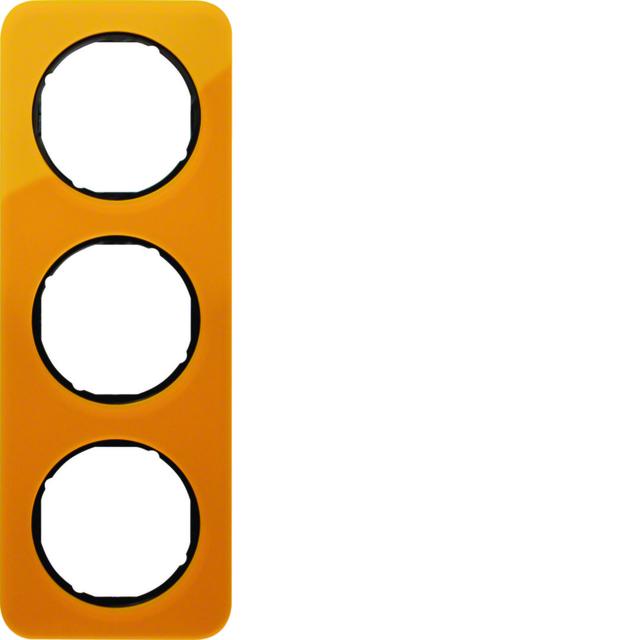 BERKER R.1 Ramka potrójna akryl pomarańczowy przezroczysty/czarny 10132334 HAGER