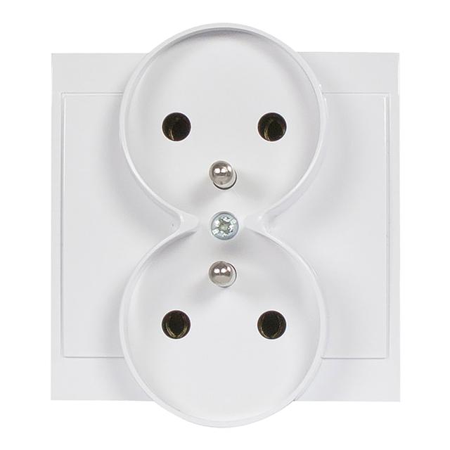 Gniazdo podwójne podtynkowe 2x2P+Z Luna, 16A, 250V, PT-6LR, biały OR-OE-7606/W ORNO