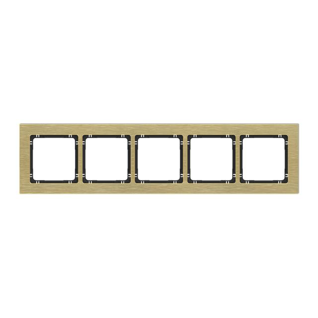 DECO Ramka uniwersalna pięciokrotna - aluminium szczotkowane (ramka: kolor mosiężny; spód: czarny) m
