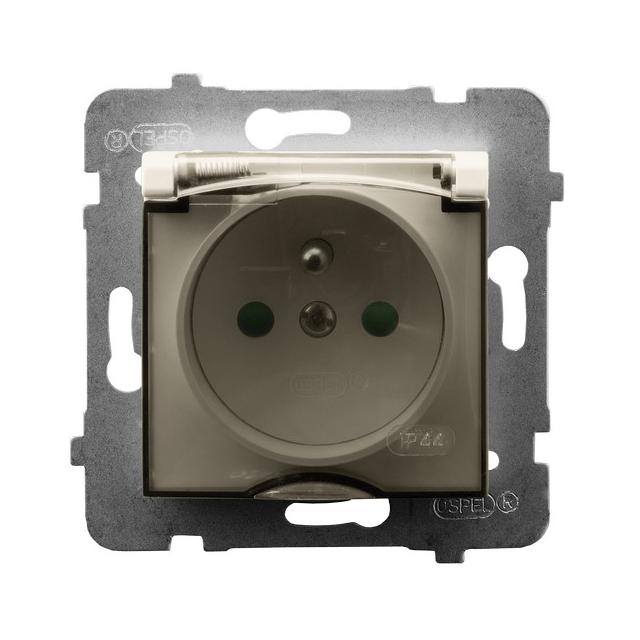 ARIA Gniazdo bryzgoszczelne z uziemieniem IP-44 z przesłonami torów prądowych wieczko przezroczyste