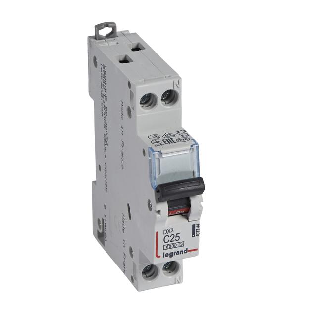 Wyłącznik Nadprądowy 1P+N C 25A 6kA S301N DX3 407744 LEGRAND