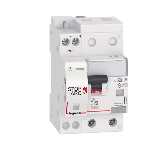 Detektor Zwarć Łukowych DX3 Stop Arc Zintegrowany Z Wyłącznikiem Różnicowonadprądowym 2P 10000A C20 415968 LEGRAND