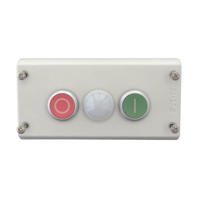 M22-I3-M2 Kaseta sterownicza 3-otworowa START/STOP/lampka biała 2Z 2R szara IP67 216533 EATON