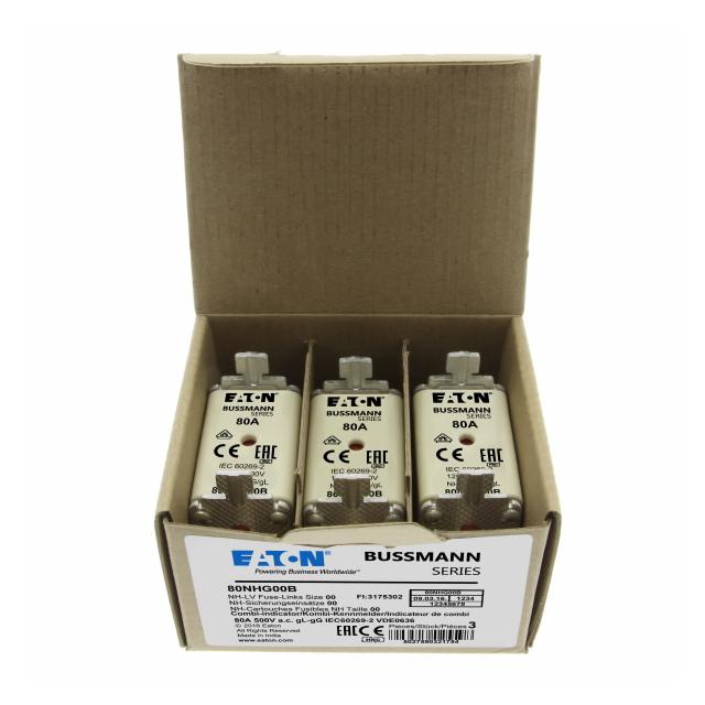 0NH FUSE 80AMP 500V gG SIZE NH00 DUAL IND Wkładka NH00 80A 500V GL/GG podwójny wskaźnik 80NHG00B EAT