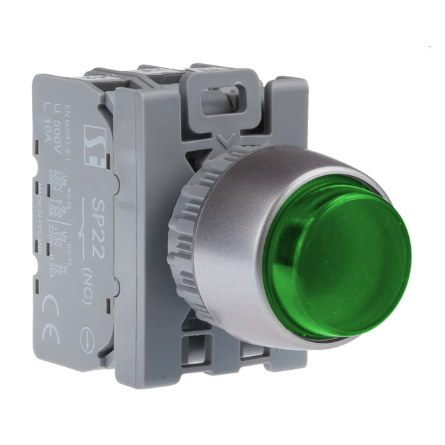 PRZYCISK WYSTAJ PODŚW ZIELONY  1ZW  AC(24V-230V),DC(24V-110V)