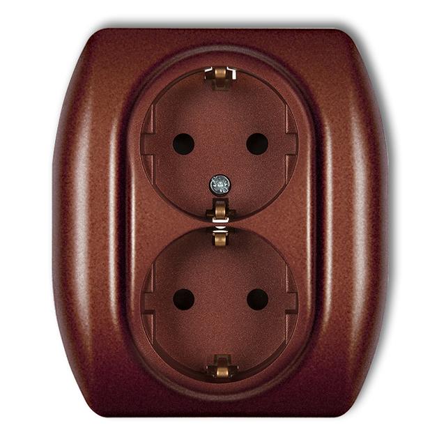 TREND Gniazdo podwójne z uziemieniem SCHUKO 2x(2P+Z) (przesłony torów prądowych) brązowy metalik