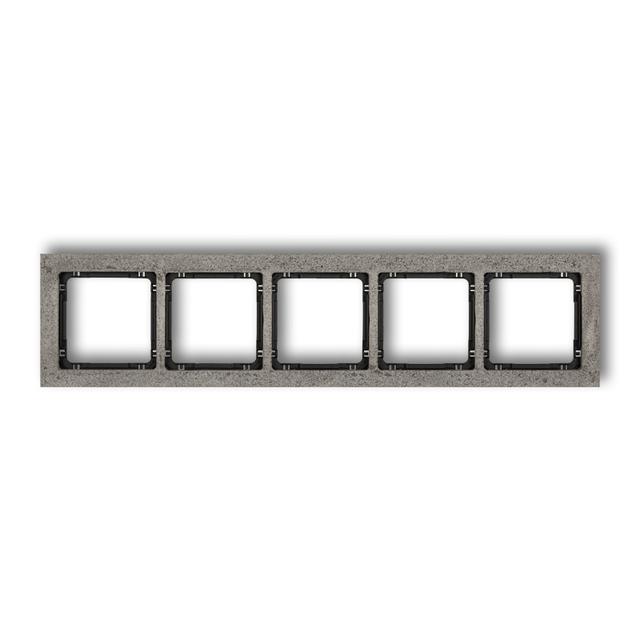 DECO Ramka uniwersalna pięciokrotna - beton (ramka: ciemnoszary; spód: czarny)