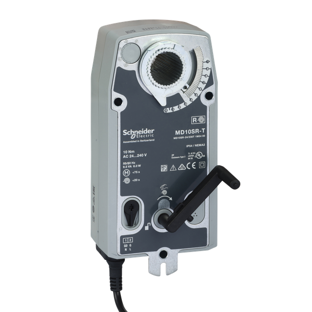 MD10SR, siłownik przepustnicy, sprężyna powrotna, 10 Nm, sterowanie on/off, zasilanie 24 VAC/DC