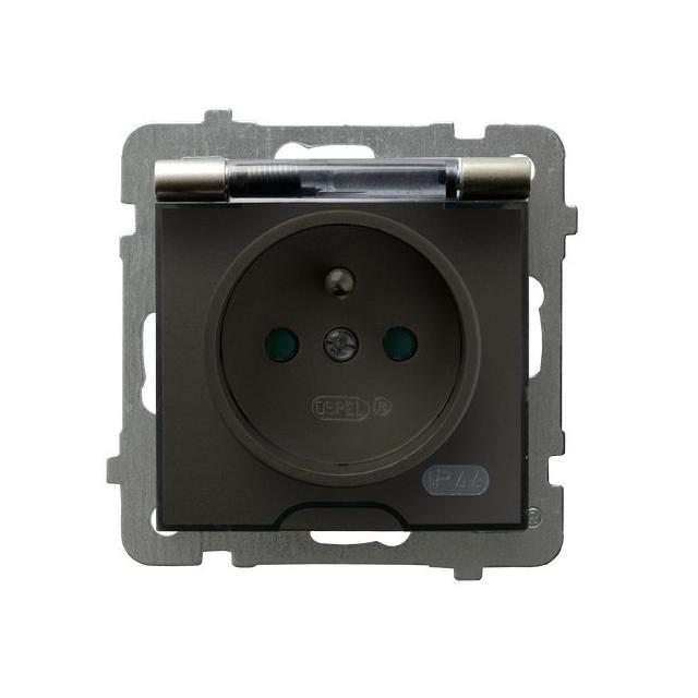 AS Gniazdo bryzgoszczelne z uziemieniem IP-44 z przesłonami torów prądowych wieczko przezroczyste -