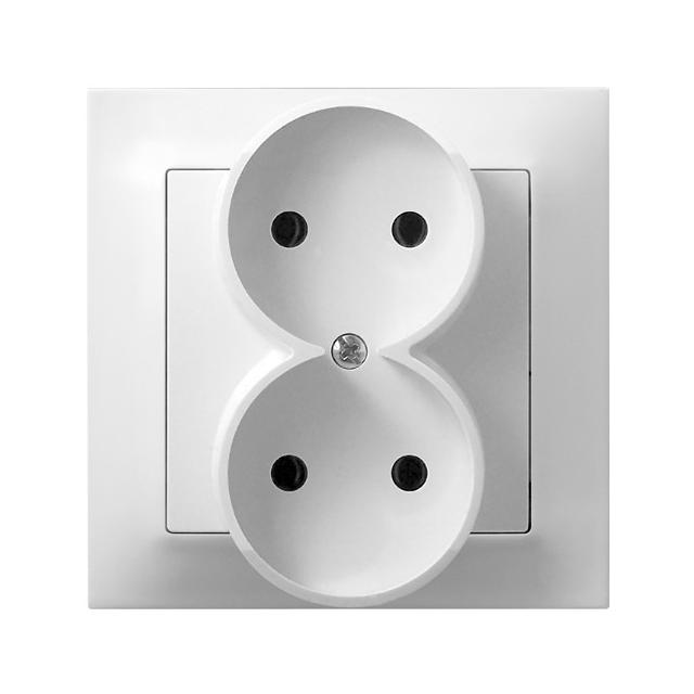 IMPRESJA Gniazdo podwójne kompletne z ramką - kolor biały