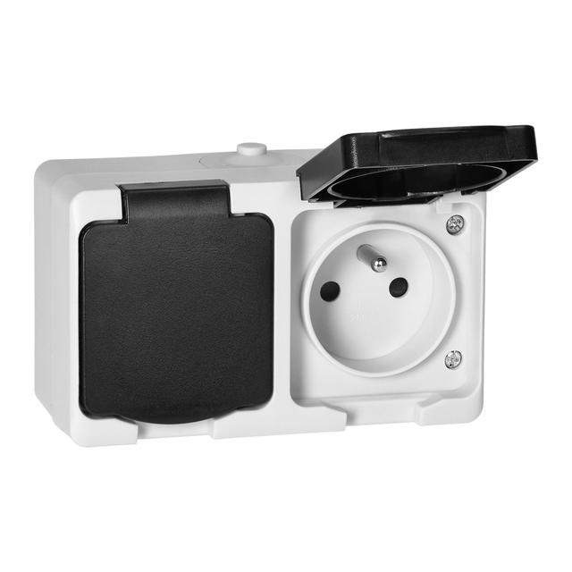 Gniazdo podwójne AQUATIC MINI IP54 16A 230V AC biało-czarne OR-OE-7306/WB ORNO