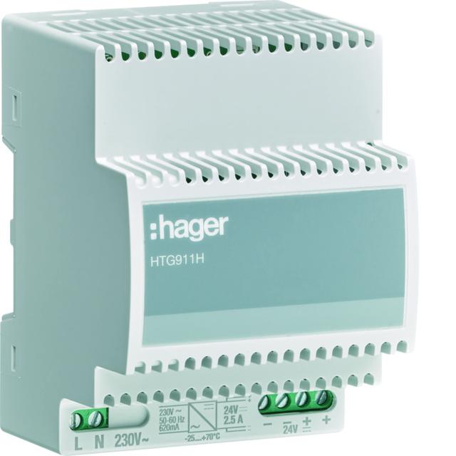 agardio.manager Zasilacz 24V DC 2,5A przy t = 70 C HTG911H HAGER