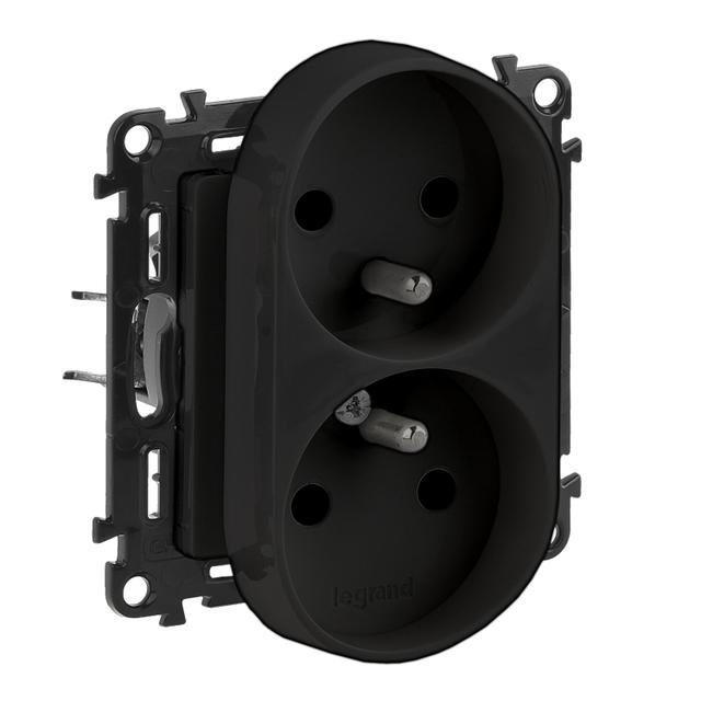 VALENA LIFE -  GNIAZDO 2P+Z  Z PRZESŁONĄ DO RAMEK WIELOKROTNYCH CZARNE 16 A –250 V~