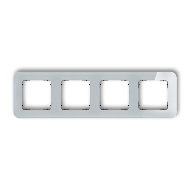 ICON Ramka uniwersalna poczwórna zaokrąglona - efekt szkła (ramka: szara; spód: czarny) szary