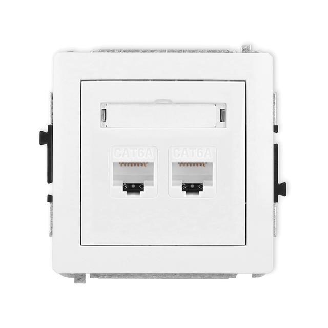 DECO Mechanizm gniazda komputerowego podwójnego 2xRJ45, kat. 6A, 8-stykowy biały mat