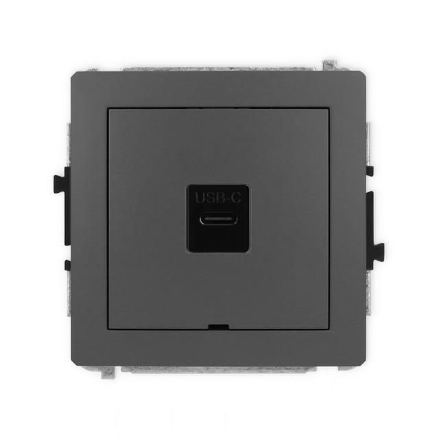 DECO Mechanizm gniazda pojedynczego 1xUSB C-C, bez pola opisowego grafitowy mat
