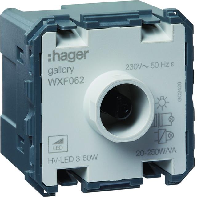lumina/gallery Ściemniacz obrotowy obc. R/L/C 250 W, LED 50 W mechanizm 2M WXF062 HAGER