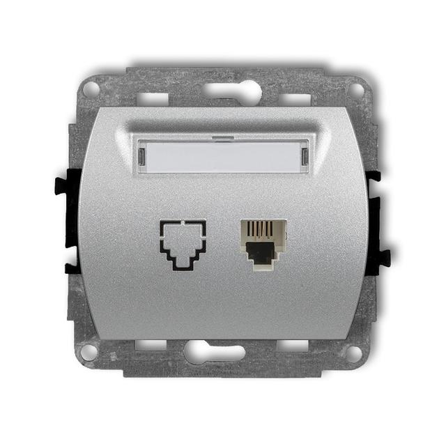 TREND Mechanizm gniazda telefonicznego pojedynczego 1xRJ11, 4-stykowy srebrny metalik