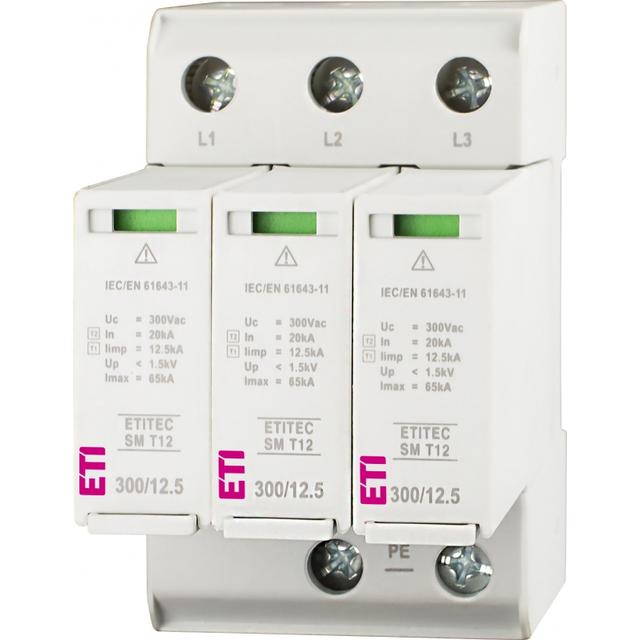 ETITEC SM T12 300/12,5 3+0 Ogranicznik przepięć Typ1,T2 (kl.B,C) - bez prądu upływu