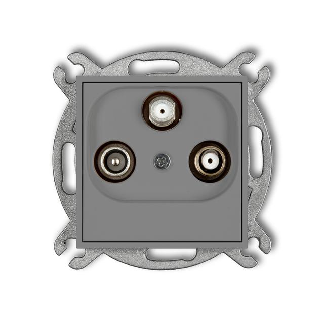 MINI Mechanizm gniazda abonenckiego 2 wyjścia SAT + TV szary mat