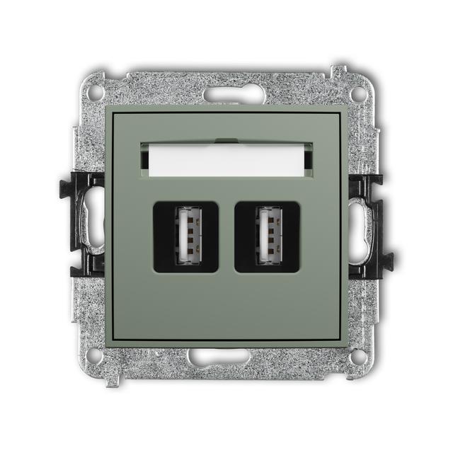 ICON Gniazdo podwójne 2xUSB typ A-A 2.0 szałwiowy 61IGUSB-2 KARLIK