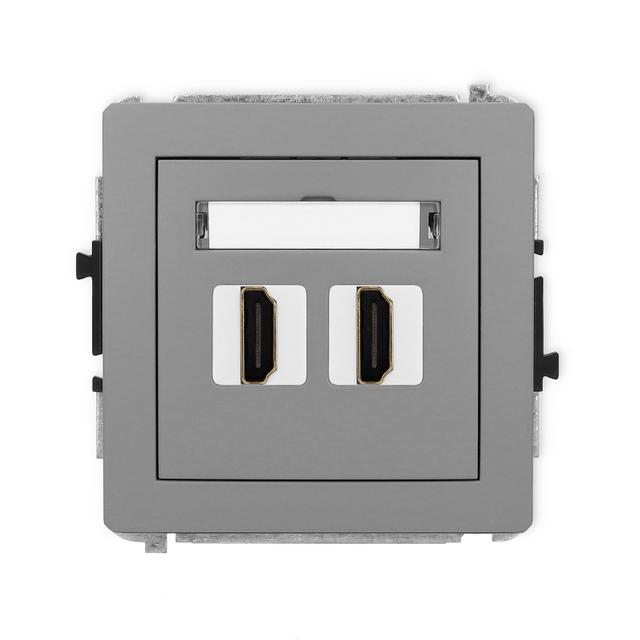 DECO Gniazdo podwójne HDMI 2.0, 4K szary mat 27DHDMI-4 KARLIK