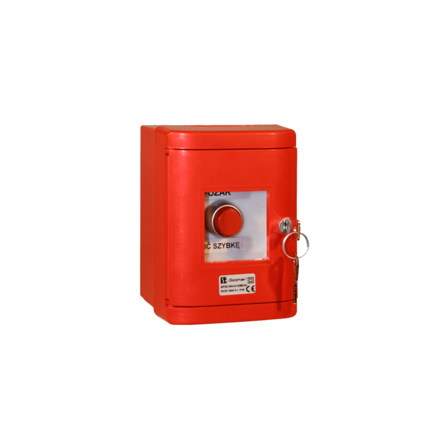 PRZYCISK WYSTAJĄCY CZERWONY W OBC 3ZW PIERŚCIEŃ NIKLOWANY