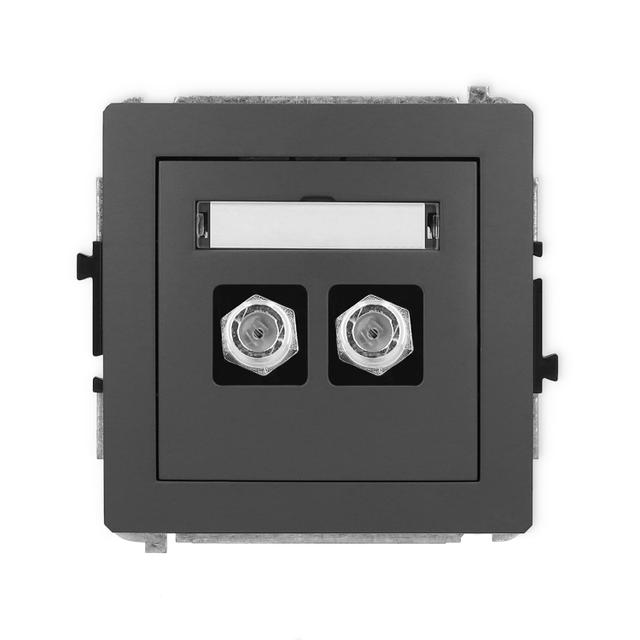 DECO Mechanizm gniazda antenowego podwójnego typu F (SAT) niklowany grafitowy mat