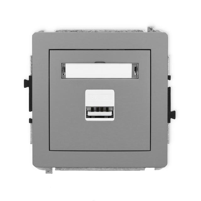 DECO Mechanizm ładowarki USB pojedynczej USB A, 5W max., 5V, 1A szary mat