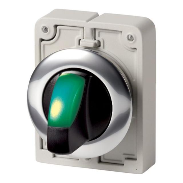 M30C-FWLK-G Przełącznik piórkowy podświetlany 30mm zielony 2 położeniowy z samopowrotem 187121 EATON