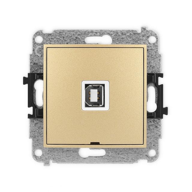 MINI Mechanizm gniazda pojedynczego USB A-B 2.0, bez pola opisowego złoty