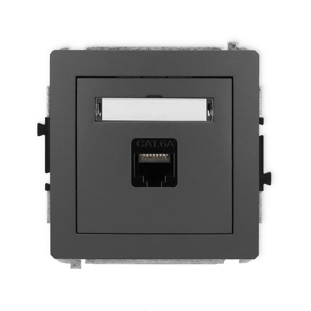 DECO Mechanizm gniazda komputerowego pojedynczego 1xRJ45, kat. 6A, 8-stykowy grafitowy mat