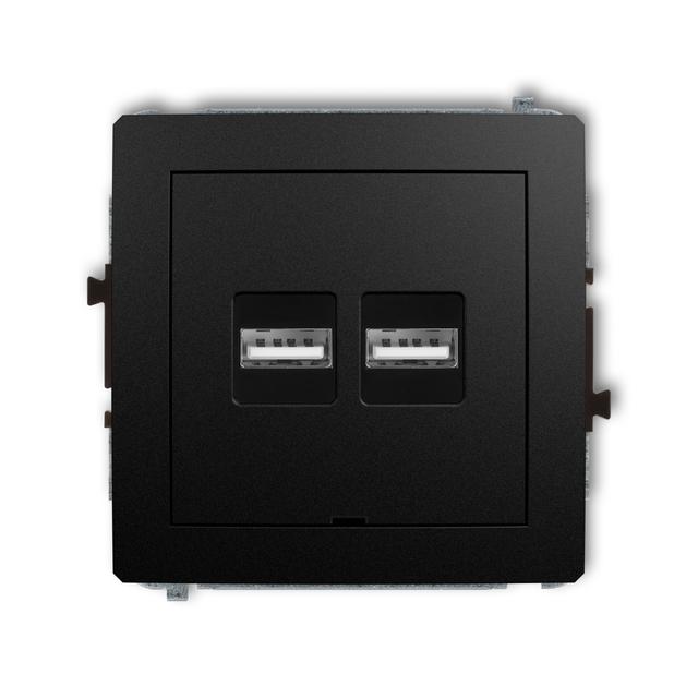 DECO Ładowarka USB podwójna 2xUSB A, 15,5W max., 5V, 3.1A, bez pola opisowego czarny mat 12DCUSBBO-6 KARLIK