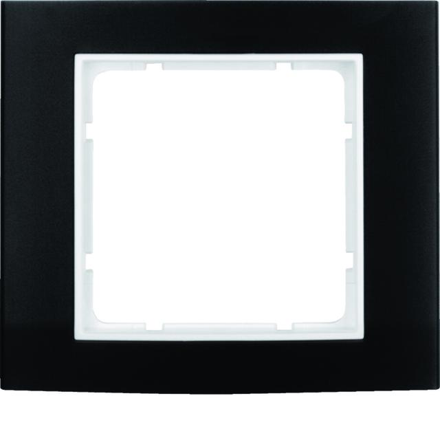 BERKER B.3 Ramka pojedyncza aluminium czarna/biała 10113025 HAGER