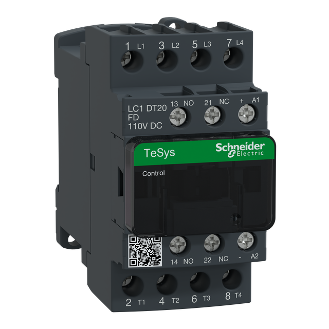 Stycznik 4 bieguny I=20A AC-1 styki 4 NO napięcie cewki 110 V DC LC1DT20FD Schneider