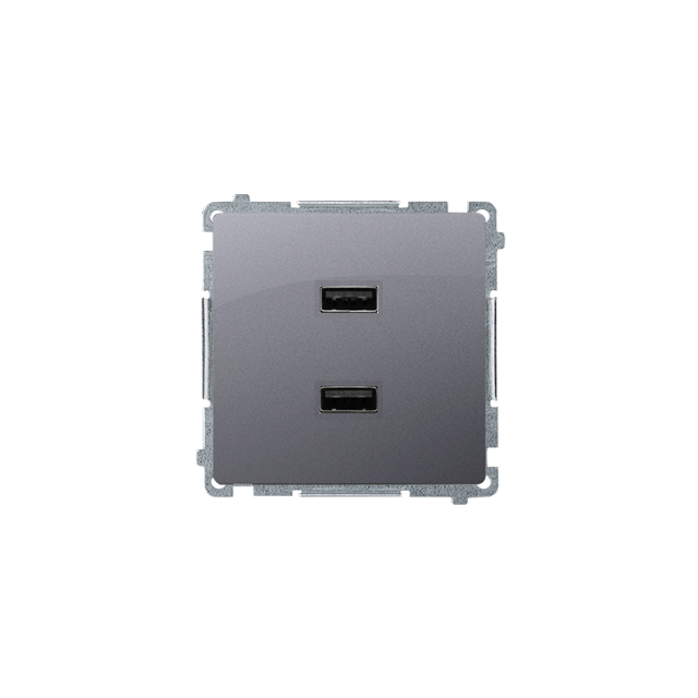 Simon Basic Ładowarka 2 x USB 2.1 A 5V DC 230V srebrny mat BMC2USB.01/43 KONTAKT