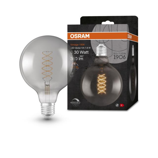 Lampa LED Vintage 1906 SMOKE 125 dim 7,8W/818 szkło przezroczyste E27