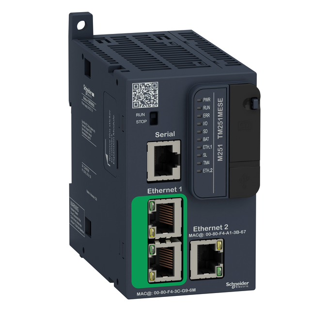 Modicon M251, sterownik, RJ45, 2 x Ethernet, 24 VDC